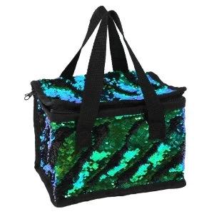 Image of Matte Black And Green Reversible Lunch Bag