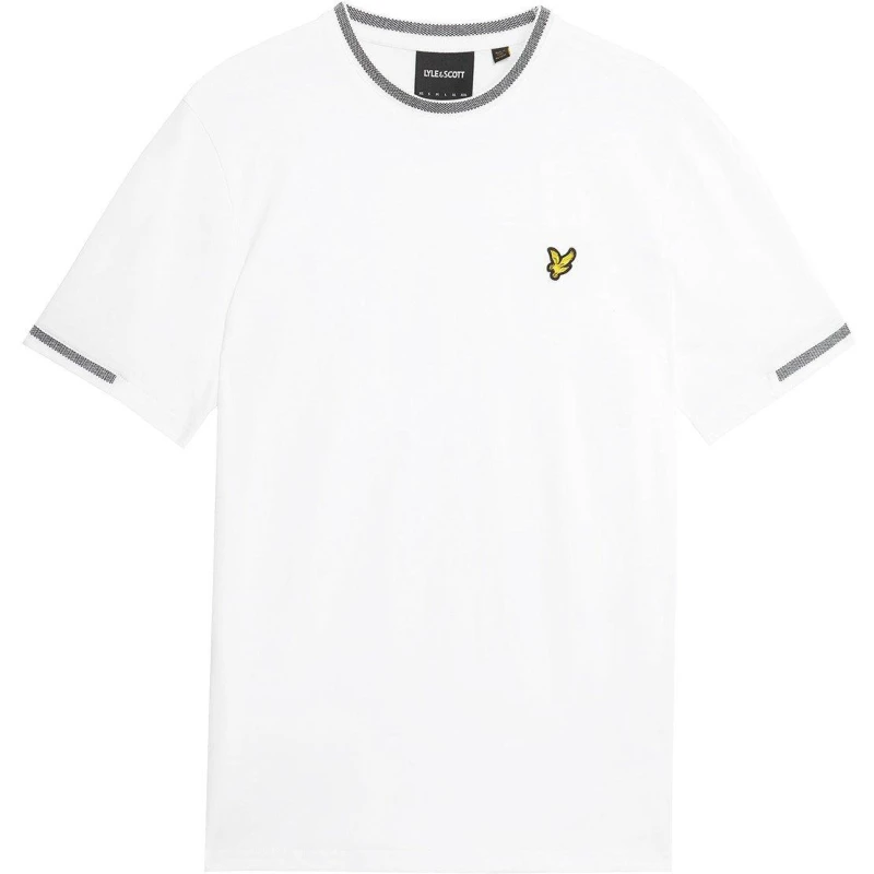 Image of Lyle and Scott Mens Tipped T-Shirt Wht/Blk W104 male M