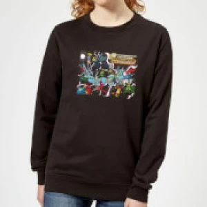 image of Justice League Crisis On Infinite Earths Cover Womens Sweatshirt - Black - 5XL