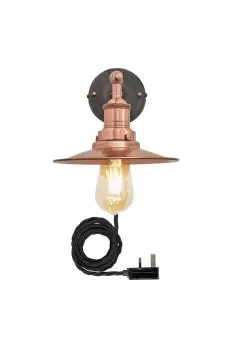 Image of Brooklyn Flat Wall Light, 8 Inch, Copper, Copper Holder With Plug
