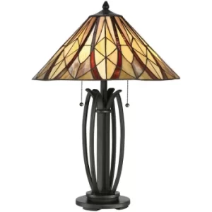 image of Elstead Victory Tiffany Table Lamp, Valiant Bronze, E27