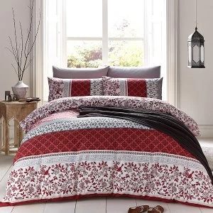 image of Catherine Lansfield Oriental Birds Single Duvet Set - Spice