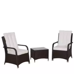Image of Outsunny Rattan 3Pcs Chair Table Bistro Set Patio Set W/ Steel Frame White