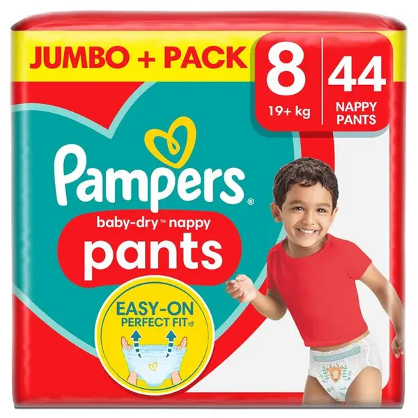 image of Pampers Baby Dry Nappy Pants Size 8 Jumbo Plus Pack 44 Nappies