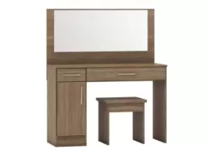 Image of Seconique Nevada Rustic Oak 2 Drawer Pedestal Dressing Table and Stool