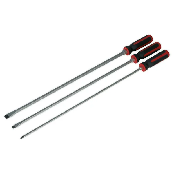 Image of Genuine SEALEY AK4906 Screwdriver Set 3pc 450mm Hammer-Thru