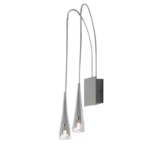 image of 2 Light Wall Light Satin Nickel