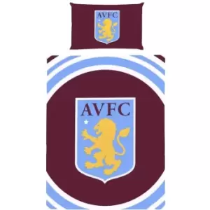 image of Aston Villa FC Crest Duvet Cover Set (Double) (Claret Red/Sky Blue/White) - Claret Red/Sky Blue/White