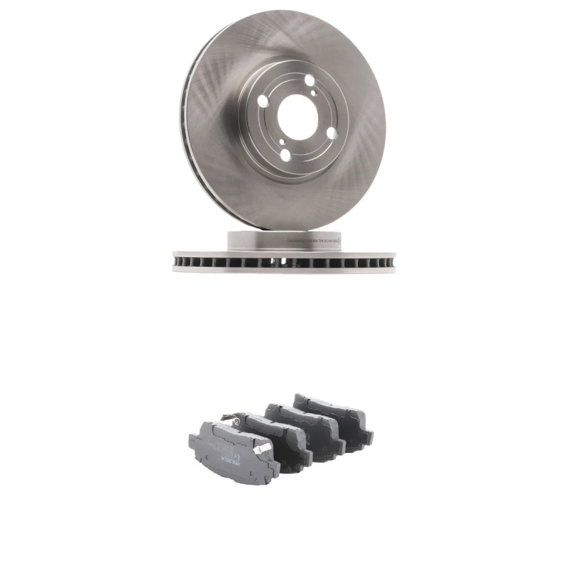 Image of RIDEX 3405B2815 Brake disc and pads set Front Axle, Brake Disc Type: Vented, with acoustic wear warning Brake Set,disc brakes (3405)