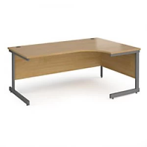 image of Dams International Right Hand Ergonomic Desk with Oak Coloured MFC Top and Graphite Frame Cantilever Legs Contract 25 1800 x 1200 x 725 mm