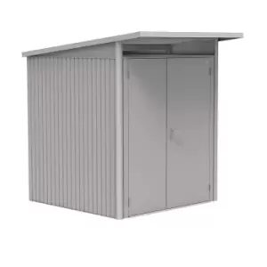 image of Biohort AvantGarde Metal Double Door Garden Shed 5ft9 x 7ft2 A1- Metallic Silver