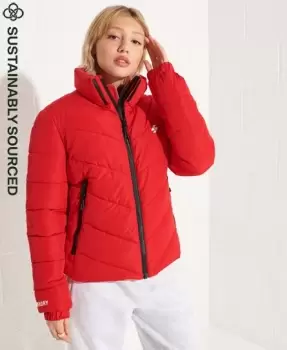Image of Superdry Womens Non Hooded Sports Puffer Jacket Red / Risk Red - Size: 14