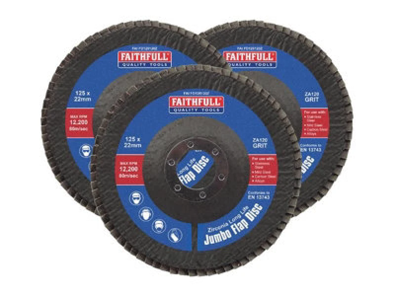 Image of Faithfull Zirconia Abrasive Jumbo Flap Disc FAIFD12512Z3 Diameter: 125mm