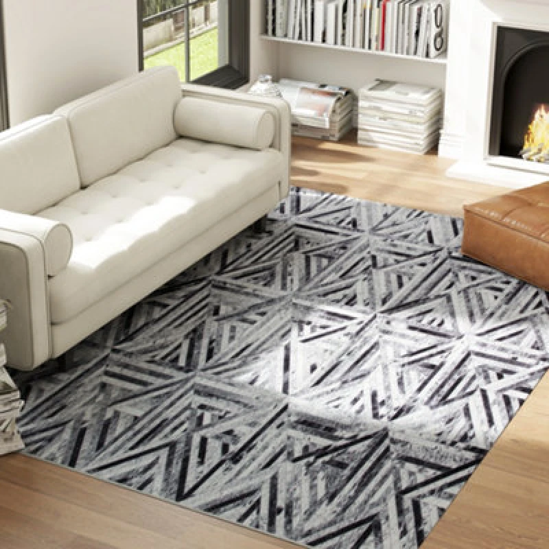 Image of HOMCOM Non-Slip Washable Rug, Chenille Floor Carpet for Living Room, Black, Brown 83C-040V72BK