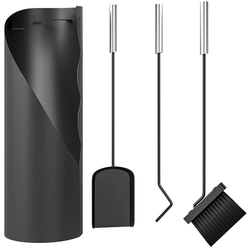 Image of Outsunny 4 PCS Fireplace Companion Set - Metal Fireside Companion Set - Silver TJ Hughes 5063603809789