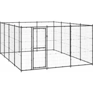 Image of Outdoor Dog Kennel Steel 14.52 m² vidaXL - Black