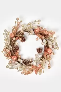 Image of Champagne Pinecone & Apple Christmas Wreath