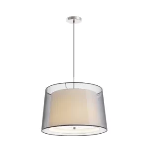 Saba 3 Light Ceiling Pendant Satin Nickel with Double Shade, E27