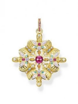 image of Thomas Sabo Gold Plated Sterling Silver Amulet Kaleidoscope Butterfly Pendant Necklace