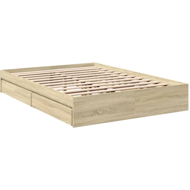 Image of VIDAXL Bed Frame with Drawers without Mattress Sonoma Oak 120x190cm Small Double vidaXL 8721102623547