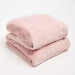 Image of Sienna Faux Rabbit Soft Warm Flannel Fleece Throw Blanket Blush 125 X 150Cm
