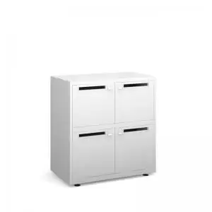 Image of Bisley lodges with 4 doors and letterboxes - white