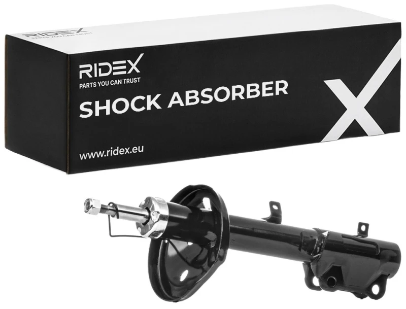 Image of RIDEX 854S0128 Shock absorber Rear Axle Right, Gas Pressure, Twin-Tube, Suspension Strut, Top pin Shock Absorber (854)