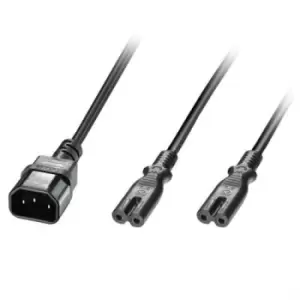 Image of Lindy 2.5m IEC C14 to 2 x IEC C7 Splitter Extension Cable Black