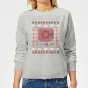 Image of DC Cyborg Knit Womens Christmas Sweatshirt - Grey - 3XL