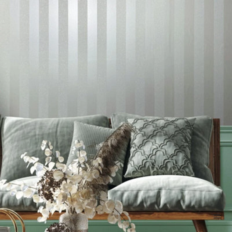 Image of Galerie Industrial Effects White Glitter Stripe Wallpaper Roll