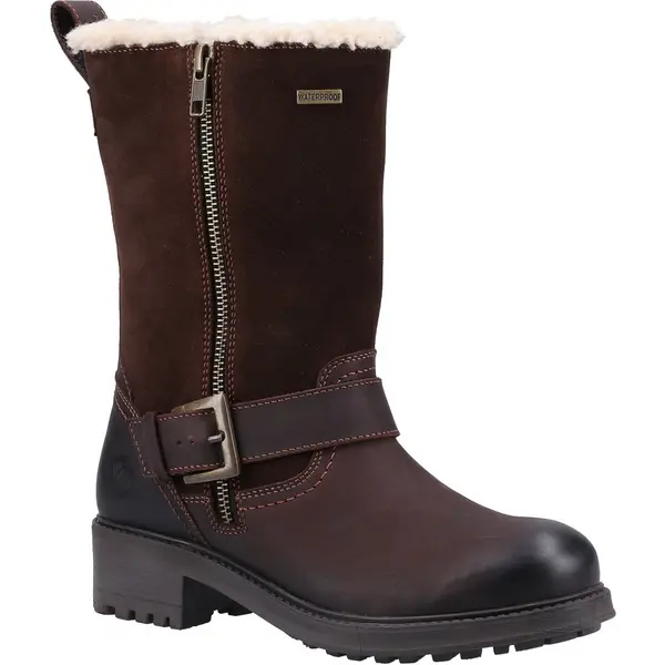 image of Cotswold Womens Alverton Waterproof Zip Up Mid Calf Biker Boots - UK 8