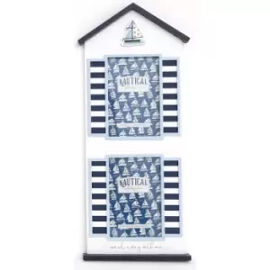 Image of Sea Shore Beach Hut Boat Double Photo Frames