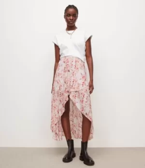 Image of AllSaints Womens Slvina Momo Skirt, Pink, Size: 8