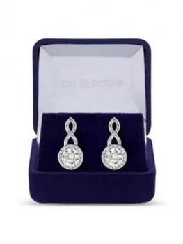 image of Jon Richard Silver Plated Cubic Zirconia Halo Infinity Crystal Drop Earring - Gift Boxed