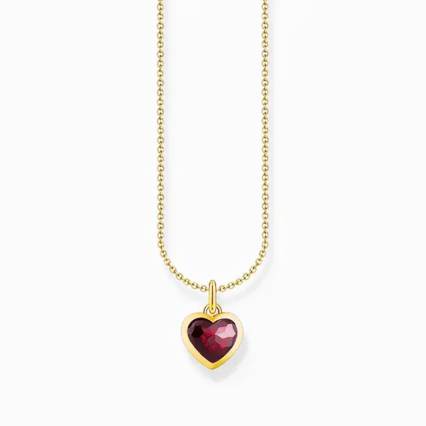 Image of Thomas Sabo Sterling Silver Basics Red Gold Plated Zirconia Necklace K