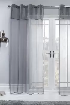 Image of Pair of Lurex Sparkle Glitter Voile Eyelet Net Curtains