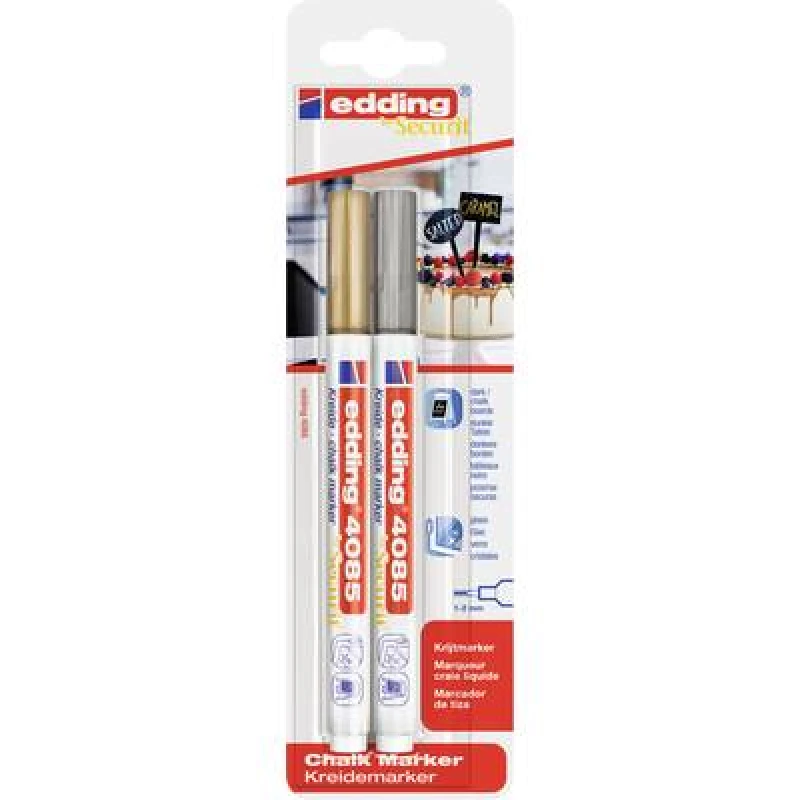 Image of Edding Edding 4085 4-4085-2-15354 Chalk Gold, Silver 1 mm, 2mm 4-4085-2-15354