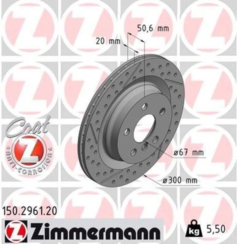 Image of ZIMMERMANN Brake disc ZIMMERMANN 150.2961.20