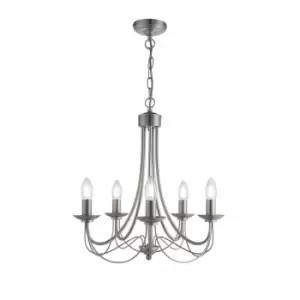 image of Nielsen Miseno 5 Way Traditional Classic Chandelier With Satin Silver Finish Ceiling Light