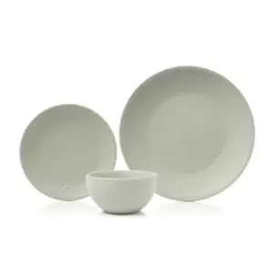 image of Sabichi 12 Piece Heart Embossed Stoneware Dinner Set - Grey