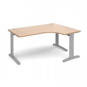 image of TR10 Deluxe Right Hand Ergonomic Desk 1600mm - Silver Frame Beech Top