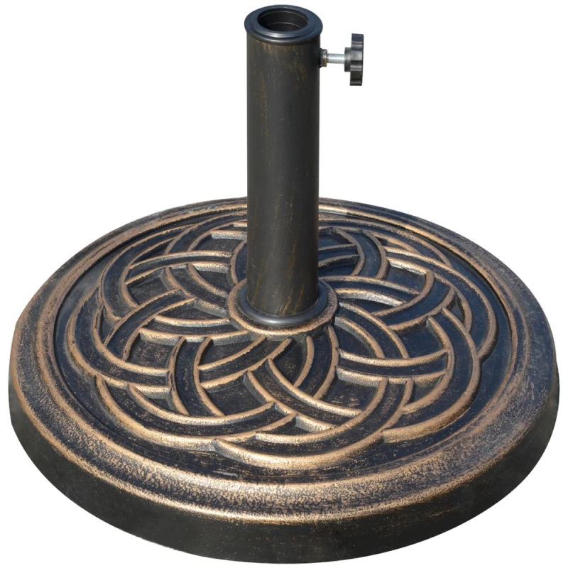 Image of Outsunny 11.5kg Garden Parasol Base for 38mm or 48mm Umbrella Poles Bronze