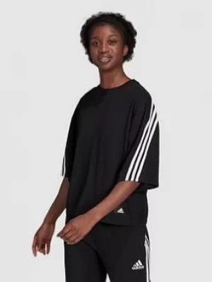 Image of adidas Futire Icons 3 Stripes Tee, Black Size M Women