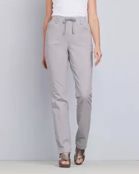 image of Cotton Traders Womens Wrinkle Free Pull-On Straight Leg Trousers in Grey