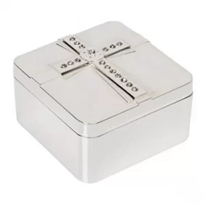 image of Silver Plated & Epoxy Cross Trinket Box