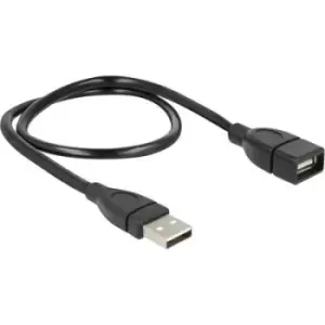 image of Delock USB cable USB 2.0 USB-A plug, USB-A socket 0.50 m Black flexible gooseneck cable 83499