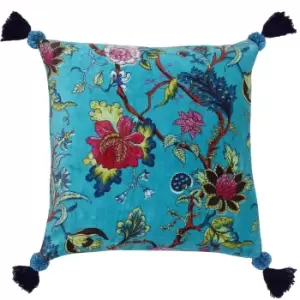 Image of Tree of Life Chinoiserie Floral Cushion Kingfisher, Kingfisher / 50 x 50cm / Polyester Filled