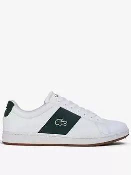 Image of Mens Lacoste Carnaby Leather Colour-Pop Trainers Size 10 UK White & Dark Green