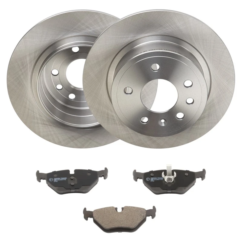 Image of RIDEX 3405B2200 Brake disc and pads set Rear Axle, Brake Disc Type: Solid, excl. wear warning contact Brake Set,disc brakes (3405)