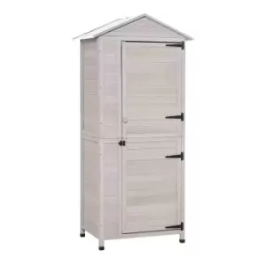 image of Outsunny 2' 11 x 2' Wooden 4-Tier Garden Storage Cabinet - Light Grey